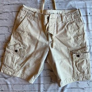 Vintage Abercrombie & Fitch Men's Cargo Shorts Tan Size 34 Button Fly Y2K